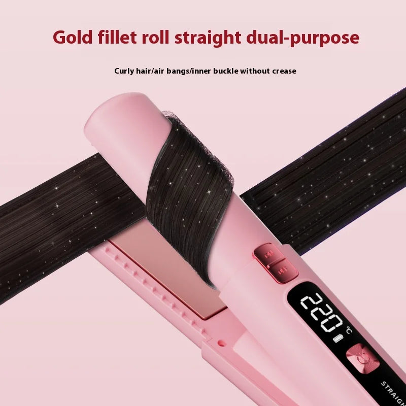 2025 New Wireless Hair Straightener Comb Mini Portable 2 in 1 Curling Iron Ceramic Styling Tool for Travel Home Salon Use