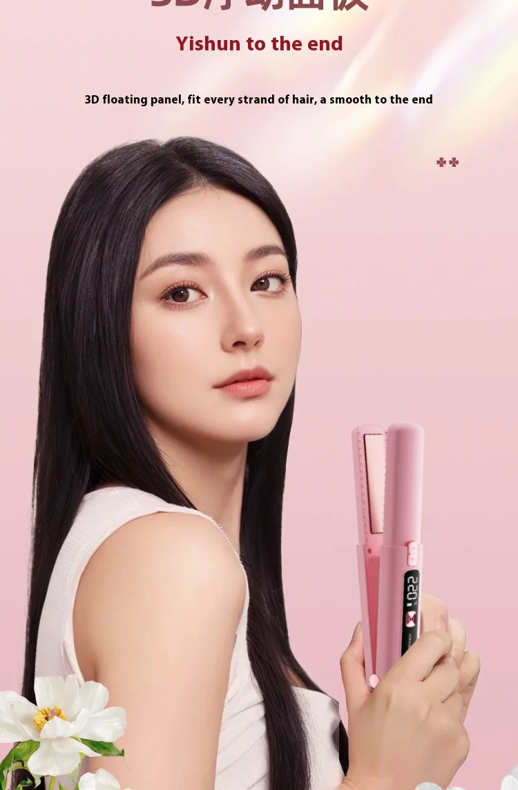 2025 New Wireless Hair Straightener Comb Mini Portable 2 in 1 Curling Iron Ceramic Styling Tool for Travel Home Salon Use