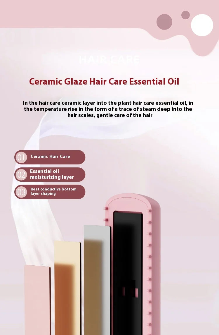 2025 New Wireless Hair Straightener Comb Mini Portable 2 in 1 Curling Iron Ceramic Styling Tool for Travel Home Salon Use