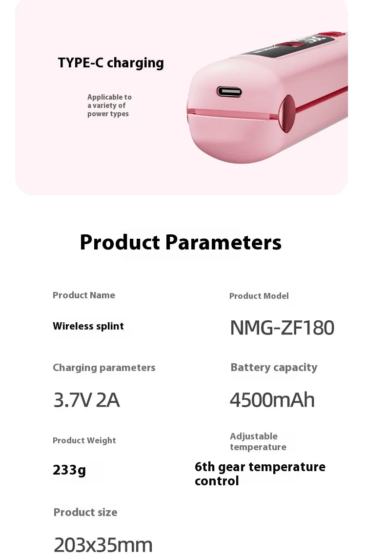 2025 New Wireless Hair Straightener Comb Mini Portable 2 in 1 Curling Iron Ceramic Styling Tool for Travel Home Salon Use