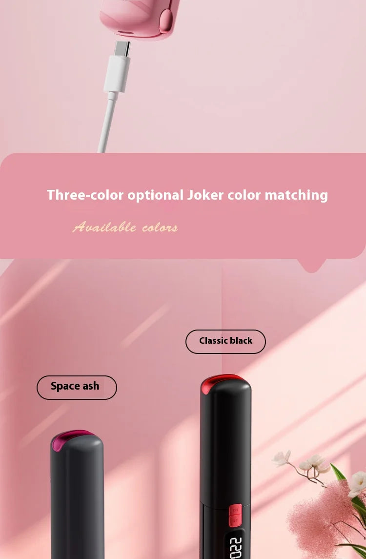 2025 New Wireless Hair Straightener Comb Mini Portable 2 in 1 Curling Iron Ceramic Styling Tool for Travel Home Salon Use